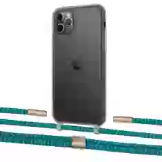 Чехол Upex Crossbody Protection Case для iPhone 11 Pro Dark with Twine Cyan and Fausset Gold (UP84123)