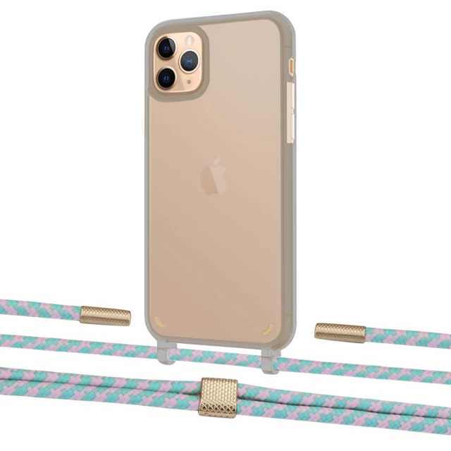 Чехол Upex Crossbody Protection Case для iPhone 11 Pro Max Dark with Twine Turquoise and Fausset Gold (UP84177)