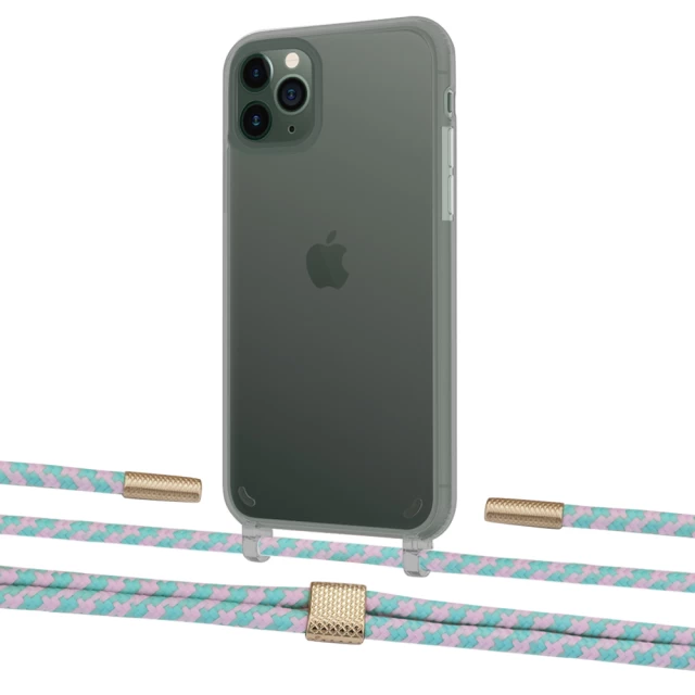 Чехол Upex Crossbody Protection Case для iPhone 11 Pro Max Dark with Twine Turquoise and Fausset Gold (UP84177)