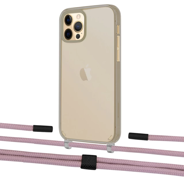 Чохол Upex Crossbody Protection Case для iPhone 12 | 12 Pro Dark with Twine Rose Gold and Fausset Matte Black (UP84182)