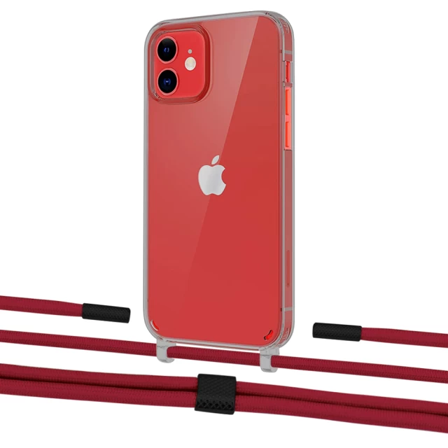 Чохол Upex Crossbody Protection Case для iPhone 12 mini Dark with Twine Red and Fausset Matte Black (UP84235)
