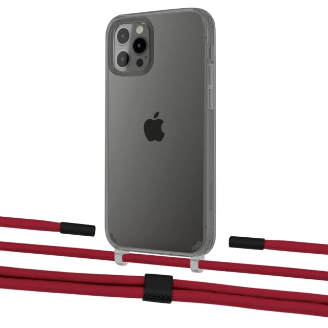 Чохол Upex Crossbody Protection Case для iPhone 12 | 12 Pro Dark with Twine Red and Fausset Matte Black (UP84184)