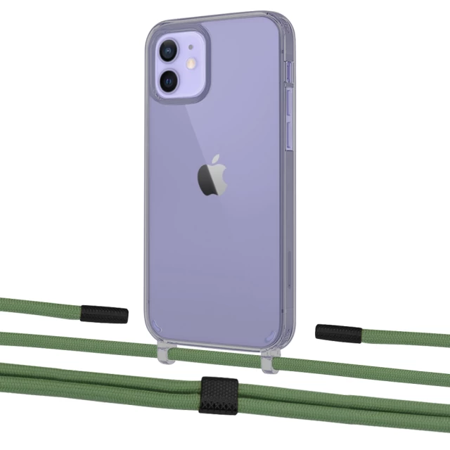 Чехол Upex Crossbody Protection Case для iPhone 12 | 12 Pro Dark with Twine Mint and Fausset Matte Black (UP84189)