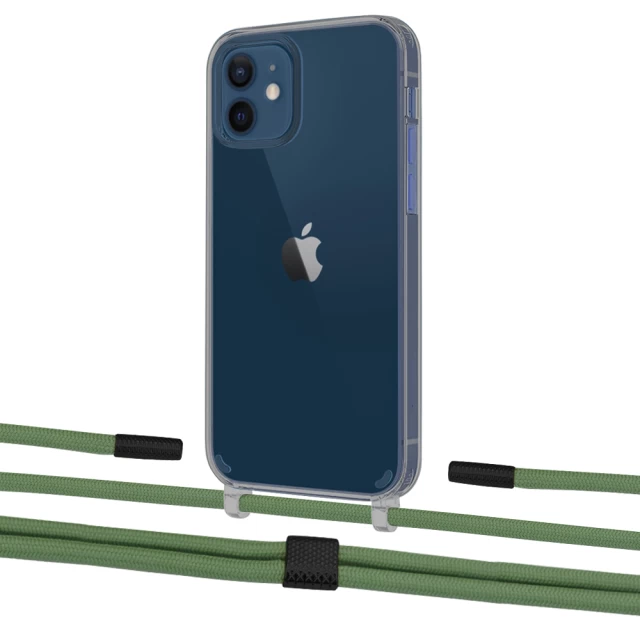 Чохол Upex Crossbody Protection Case для iPhone 12 | 12 Pro Dark with Twine Mint and Fausset Matte Black (UP84189)