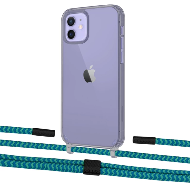 Чохол Upex Crossbody Protection Case для iPhone 12 mini Dark with Twine Cyan and Fausset Matte Black (UP84242)