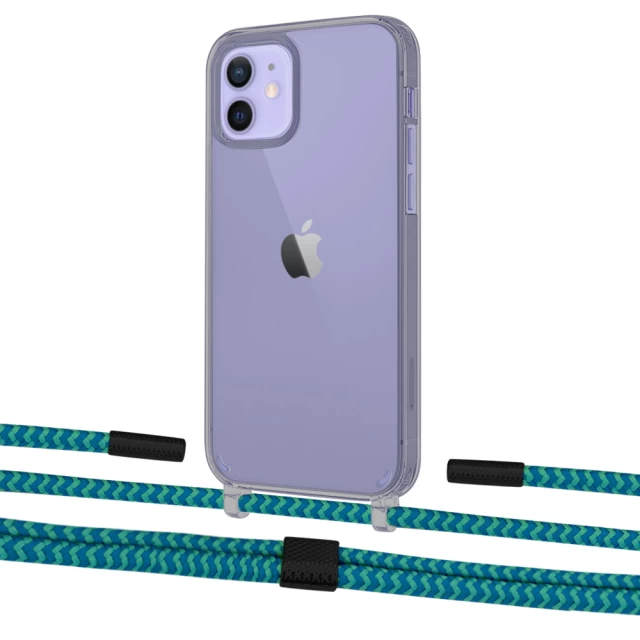 Чехол Upex Crossbody Protection Case для iPhone 12 mini Dark with Twine Cyan and Fausset Matte Black (UP84242)