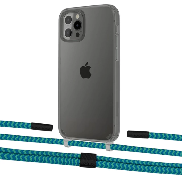 Чохол Upex Crossbody Protection Case для iPhone 12 | 12 Pro Dark with Twine Cyan and Fausset Matte Black (UP84191)