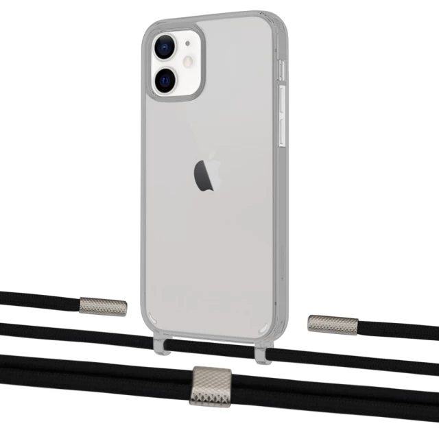 Чехол Upex Crossbody Protection Case для iPhone 12 mini Dark with Twine Black  and Fausset Silver (UP84248)