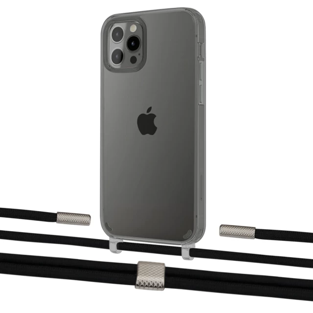 Чохол Upex Crossbody Protection Case для iPhone 12 | 12 Pro Dark with Twine Black  and Fausset Silver (UP84197)