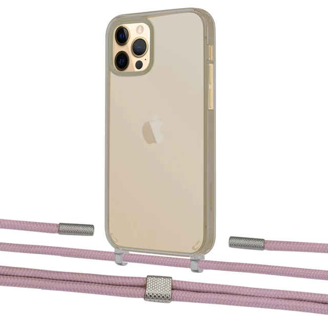 Чехол Upex Crossbody Protection Case для iPhone 12 | 12 Pro Dark with Twine Rose Gold and Fausset Silver (UP84199)