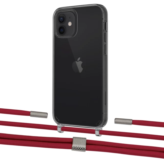 Чехол Upex Crossbody Protection Case для iPhone 12 mini Dark with Twine Red and Fausset Silver (UP84252)