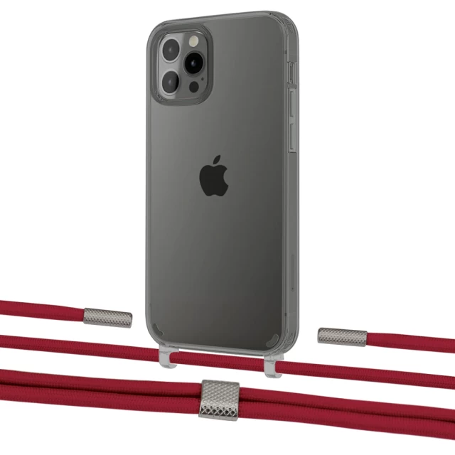 Чохол Upex Crossbody Protection Case для iPhone 12 | 12 Pro Dark with Twine Red and Fausset Silver (UP84201)