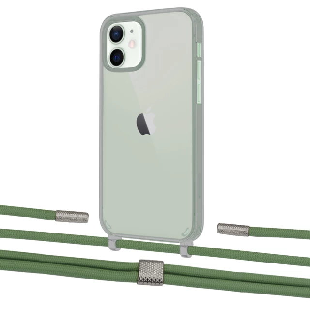 Чохол Upex Crossbody Protection Case для iPhone 12 | 12 Pro Dark with Twine Mint and Fausset Silver (UP84206)