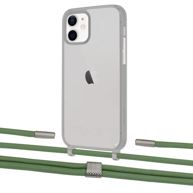 Чохол Upex Crossbody Protection Case для iPhone 12 | 12 Pro Dark with Twine Mint and Fausset Silver (UP84206)