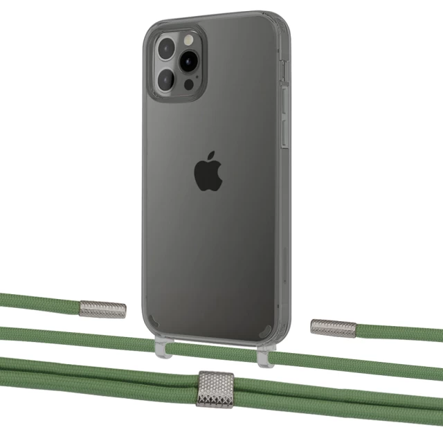 Чохол Upex Crossbody Protection Case для iPhone 12 | 12 Pro Dark with Twine Mint and Fausset Silver (UP84206)