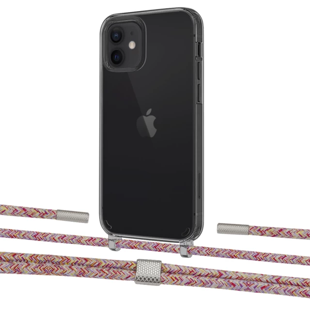 Чехол Upex Crossbody Protection Case для iPhone 12 | 12 Pro Dark with Twine Mulberry and Fausset Silver (UP84207)