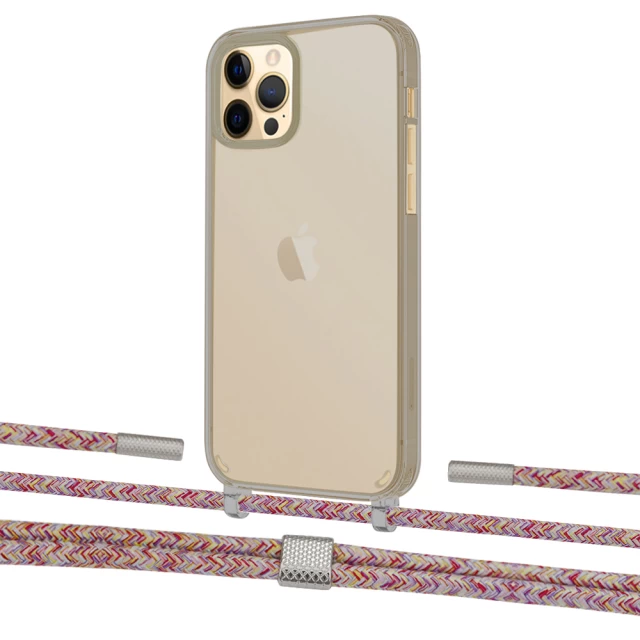 Чехол Upex Crossbody Protection Case для iPhone 12 | 12 Pro Dark with Twine Mulberry and Fausset Silver (UP84207)