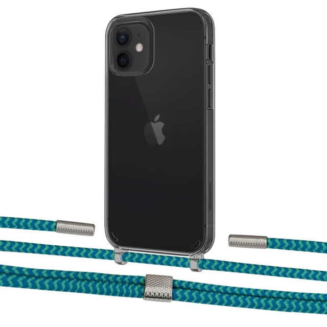 Чехол Upex Crossbody Protection Case для iPhone 12 mini Dark with Twine Cyan and Fausset Silver (UP84259)
