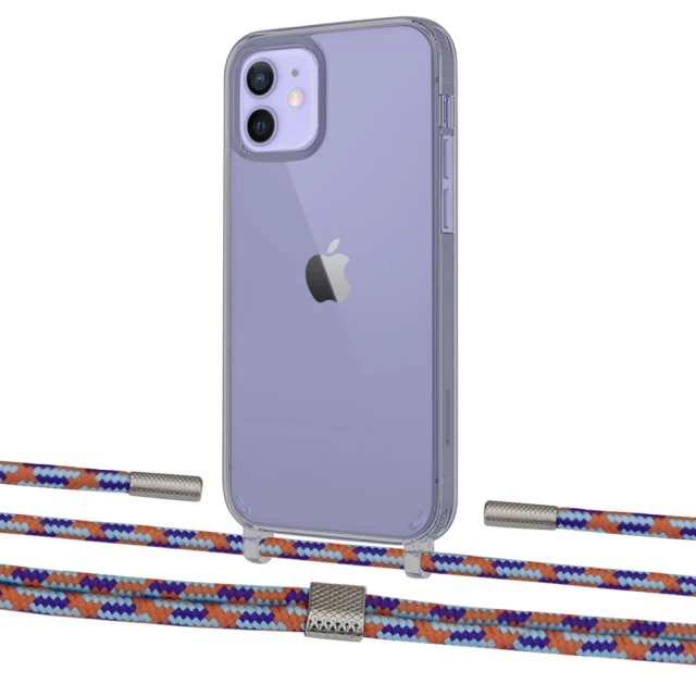 Чехол Upex Crossbody Protection Case для iPhone 12 | 12 Pro Dark with Twine Blue Sunset and Fausset Silver (UP84210)