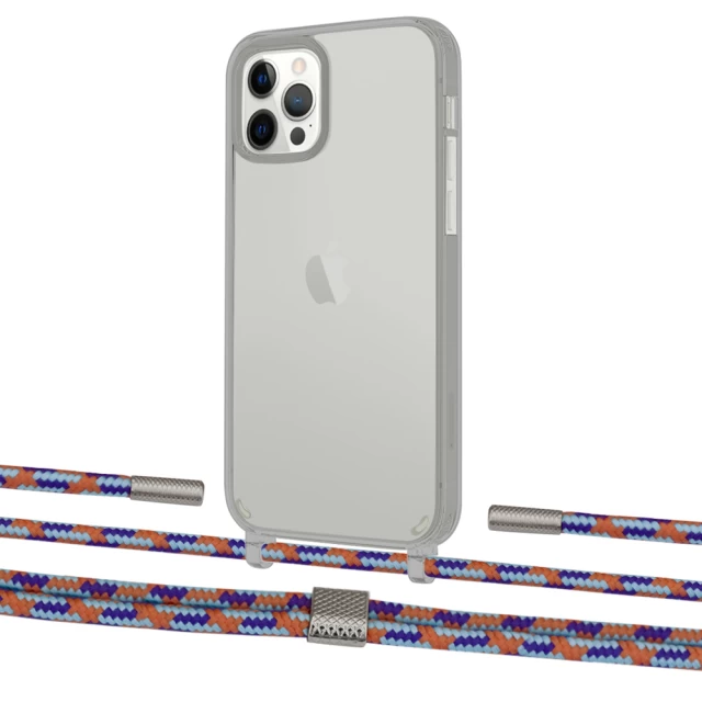 Чохол Upex Crossbody Protection Case для iPhone 12 | 12 Pro Dark with Twine Blue Sunset and Fausset Silver (UP84210)