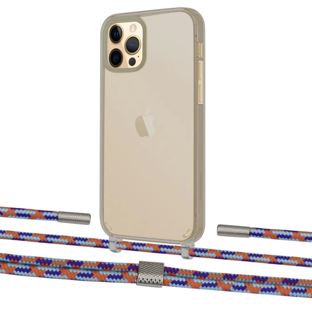 Чохол Upex Crossbody Protection Case для iPhone 12 | 12 Pro Dark with Twine Blue Sunset and Fausset Silver (UP84210)