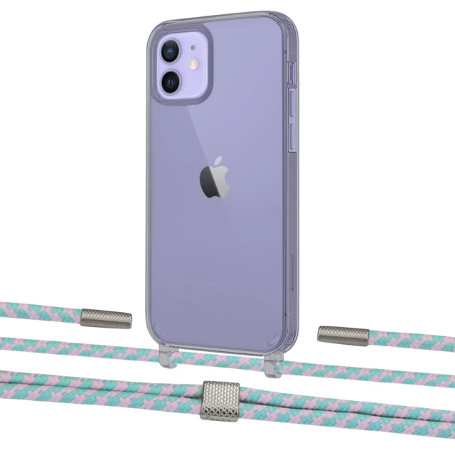 Чехол Upex Crossbody Protection Case для iPhone 12 | 12 Pro Dark with Twine Turquoise and Fausset Silver (UP84211)