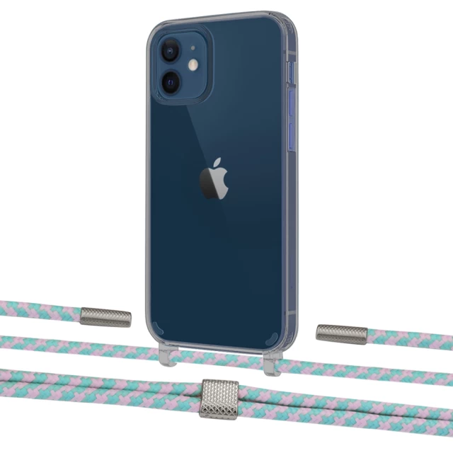 Чохол Upex Crossbody Protection Case для iPhone 12 mini Dark with Twine Turquoise and Fausset Silver (UP84262)