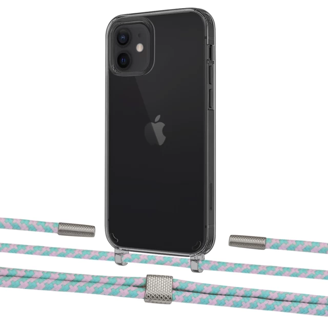 Чехол Upex Crossbody Protection Case для iPhone 12 mini Dark with Twine Turquoise and Fausset Silver (UP84262)