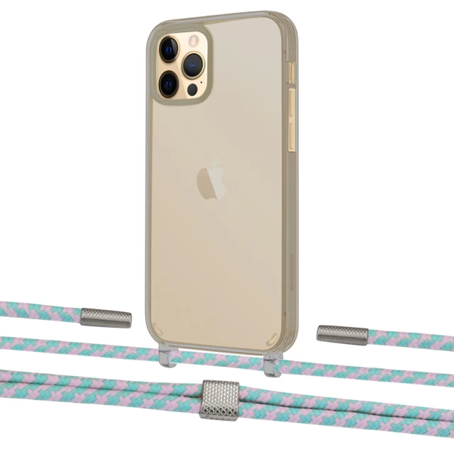 Чохол Upex Crossbody Protection Case для iPhone 12 | 12 Pro Dark with Twine Turquoise and Fausset Silver (UP84211)