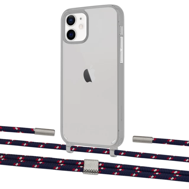 Чехол Upex Crossbody Protection Case для iPhone 12 | 12 Pro Dark with Twine Blue Marine and Fausset Silver (UP84212)