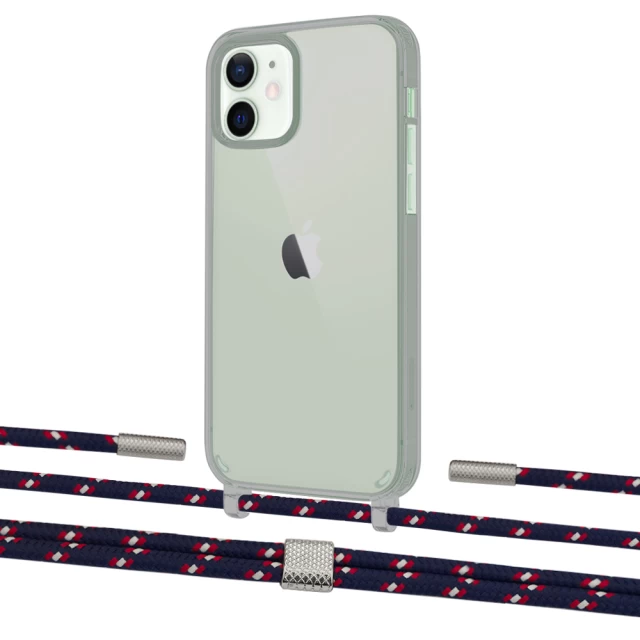 Чехол Upex Crossbody Protection Case для iPhone 12 | 12 Pro Dark with Twine Blue Marine and Fausset Silver (UP84212)