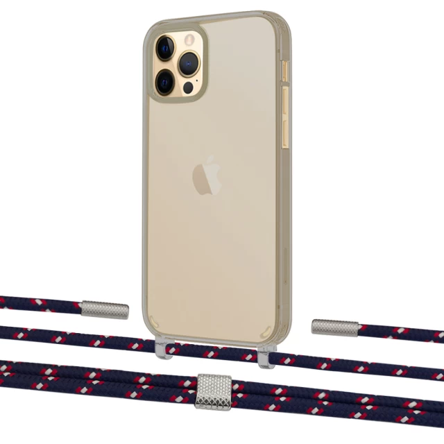 Чехол Upex Crossbody Protection Case для iPhone 12 | 12 Pro Dark with Twine Blue Marine and Fausset Silver (UP84212)