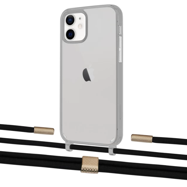 Чехол Upex Crossbody Protection Case для iPhone 12 mini Dark with Twine Black  and Fausset Gold (UP84265)