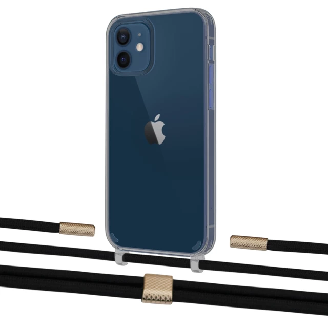 Чехол Upex Crossbody Protection Case для iPhone 12 mini Dark with Twine Black  and Fausset Gold (UP84265)