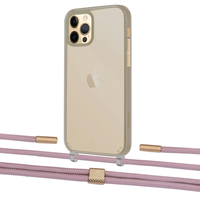 Чохол Upex Crossbody Protection Case для iPhone 12 | 12 Pro Dark with Twine Rose Gold and Fausset Gold (UP84216)