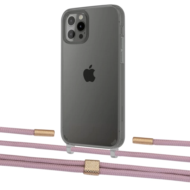 Чохол Upex Crossbody Protection Case для iPhone 12 | 12 Pro Dark with Twine Rose Gold and Fausset Gold (UP84216)