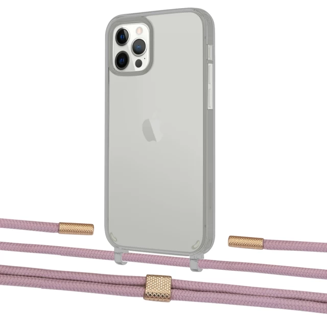 Чохол Upex Crossbody Protection Case для iPhone 12 | 12 Pro Dark with Twine Rose Gold and Fausset Gold (UP84216)