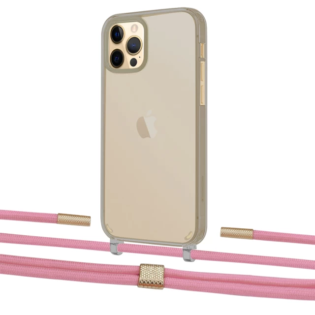 Чохол Upex Crossbody Protection Case для iPhone 12 | 12 Pro Dark with Twine Coral and Fausset Gold (UP84217)