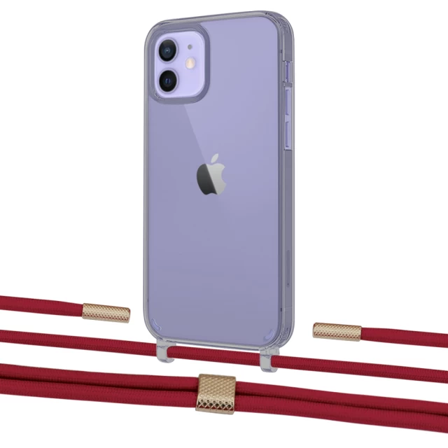 Чехол Upex Crossbody Protection Case для iPhone 12 mini Dark with Twine Red and Fausset Gold (UP84269)