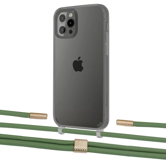 Чехол Upex Crossbody Protection Case для iPhone 12 | 12 Pro Dark with Twine Mint and Fausset Gold (UP84223)