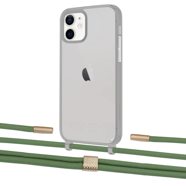 Чохол Upex Crossbody Protection Case для iPhone 12 | 12 Pro Dark with Twine Mint and Fausset Gold (UP84223)