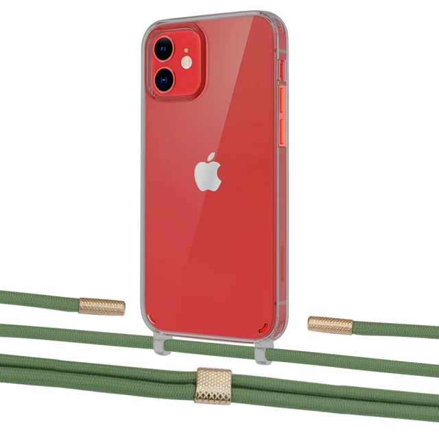 Чохол Upex Crossbody Protection Case для iPhone 12 | 12 Pro Dark with Twine Mint and Fausset Gold (UP84223)