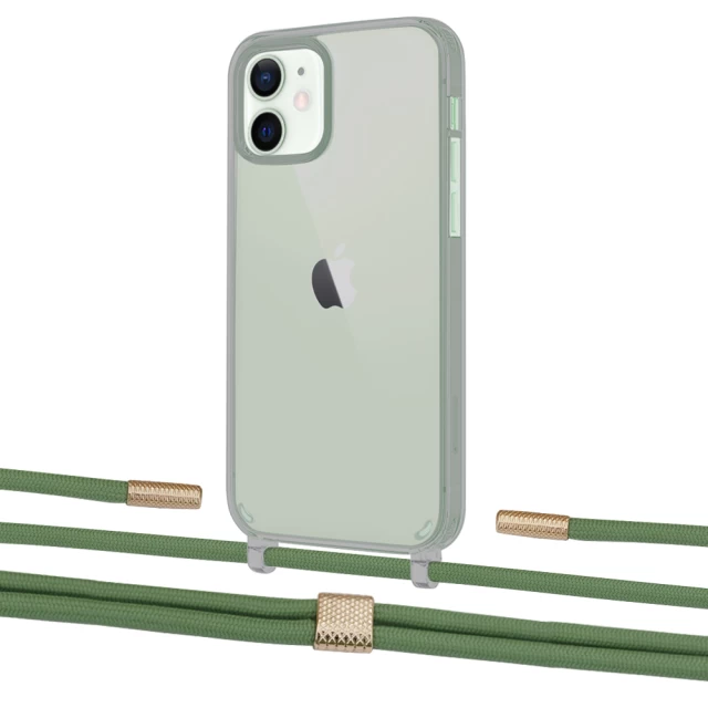 Чохол Upex Crossbody Protection Case для iPhone 12 | 12 Pro Dark with Twine Mint and Fausset Gold (UP84223)