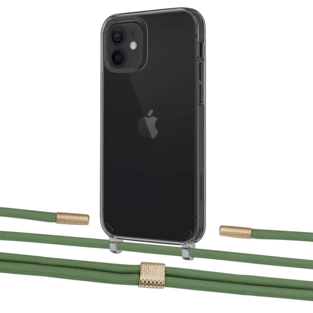 Чохол Upex Crossbody Protection Case для iPhone 12 mini Dark with Twine Mint and Fausset Gold (UP84274)