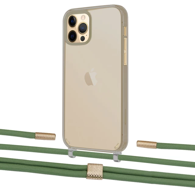 Чохол Upex Crossbody Protection Case для iPhone 12 | 12 Pro Dark with Twine Mint and Fausset Gold (UP84223)