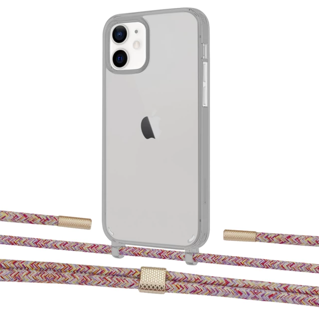 Чохол Upex Crossbody Protection Case для iPhone 12 mini Dark with Twine Mulberry and Fausset Gold (UP84275)