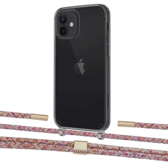 Чохол Upex Crossbody Protection Case для iPhone 12 mini Dark with Twine Mulberry and Fausset Gold (UP84275)