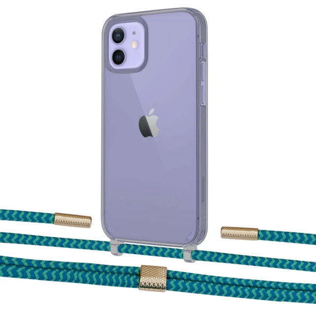 Чехол Upex Crossbody Protection Case для iPhone 12 mini Dark with Twine Cyan and Fausset Gold (UP84276)