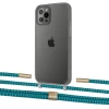 Чехол Upex Crossbody Protection Case для iPhone 12 | 12 Pro Dark with Twine Cyan and Fausset Gold (UP84225)