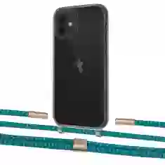 Чохол Upex Crossbody Protection Case для iPhone 12 | 12 Pro Dark with Twine Cyan and Fausset Gold (UP84225)